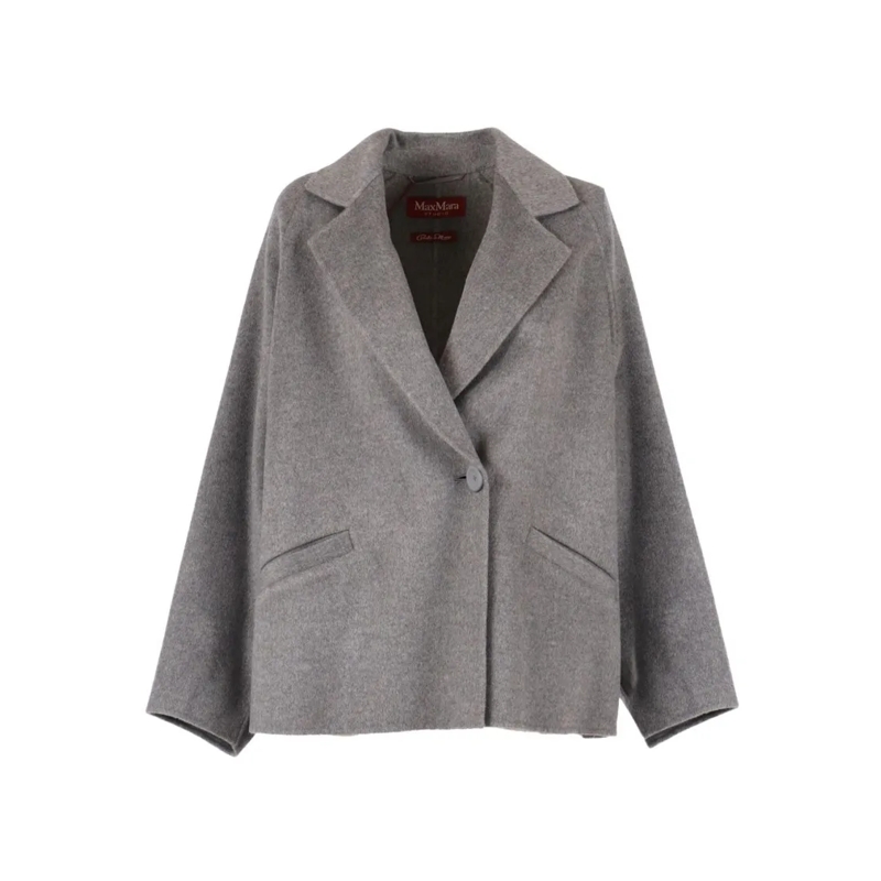 Max Mara Winterjas Grey Double-Breasted Coat Grey