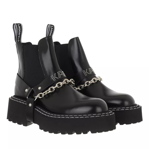 Karl Lagerfeld Strap Gore Boot Black Leather Bottine