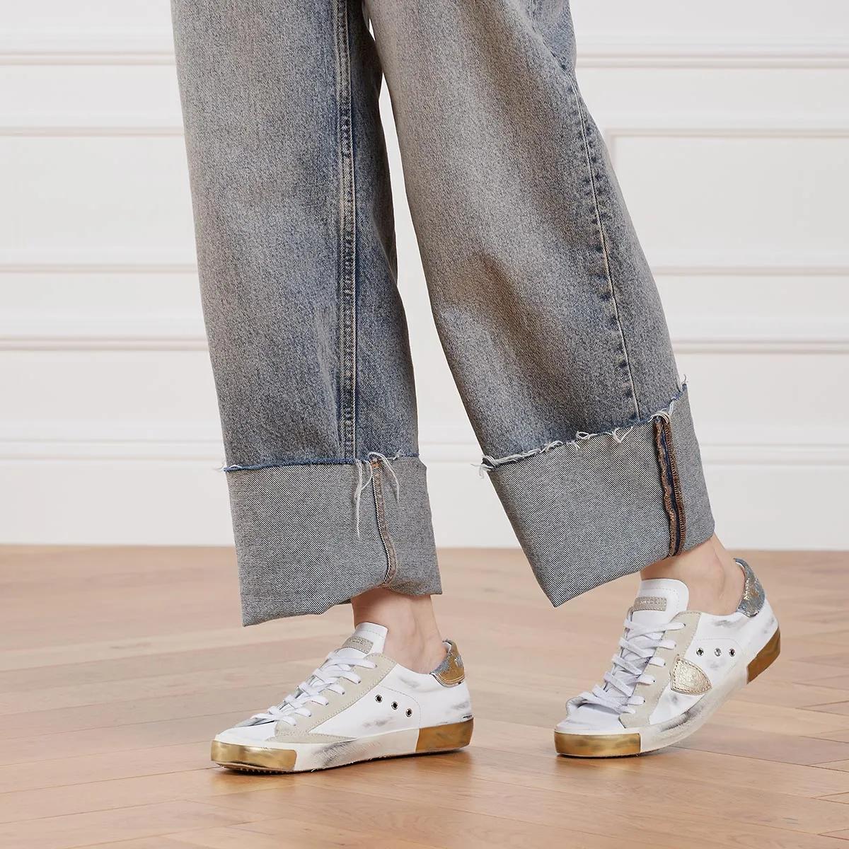 Philippe Model Prsx Low Woman Veau Denim Metal_Blanc Azul