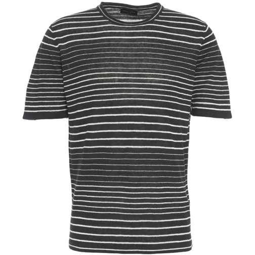 Roberto Collina T-shirts Striped t-shirt schwarz
