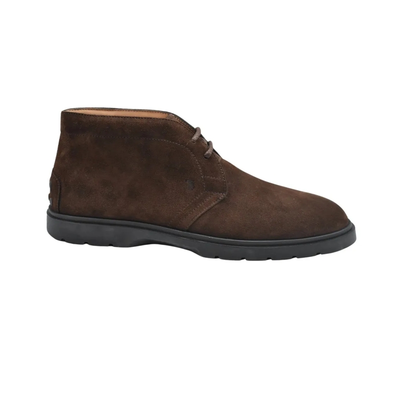 Tod's Schnürschuhe Laced Boots With Suede Finish Brown
