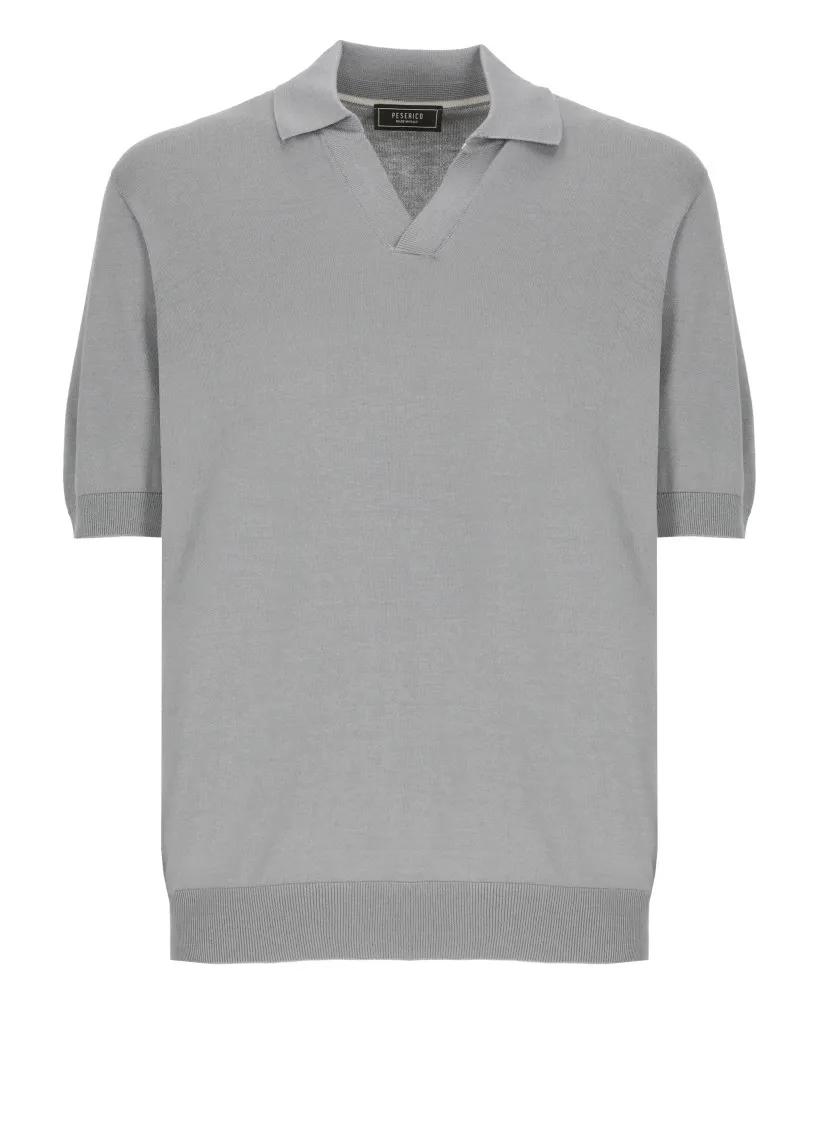 Thumbnail - Peserico - Grey Cotton And Silk Polo Shirt - Größe 50 - grau