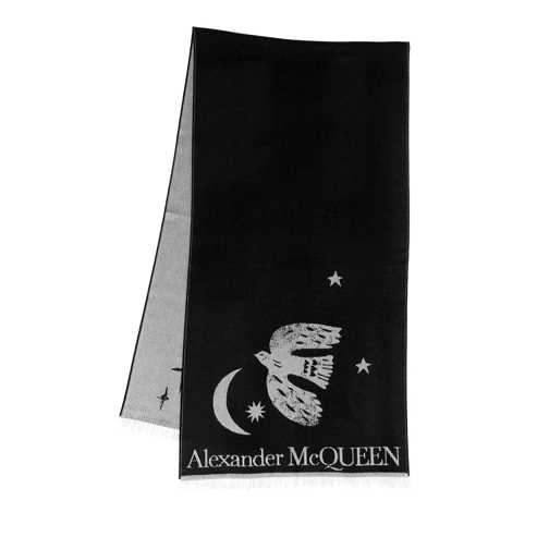 Alexander McQueen Mystical Overs Scarf Black/Ivory Wollen Sjaal