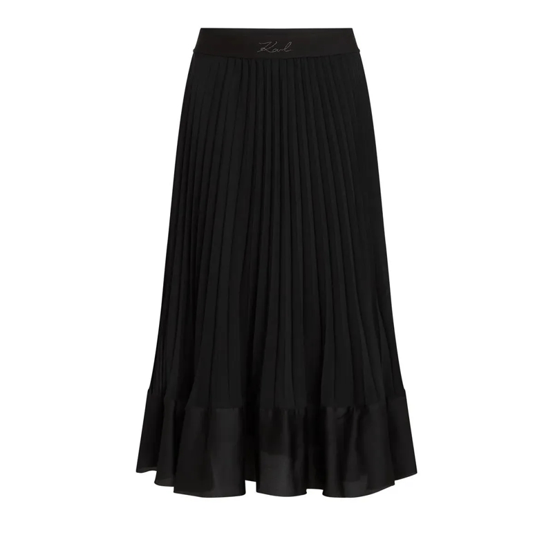 Karl Lagerfeld Minirock Satin-Faltenrock Rock schwarz