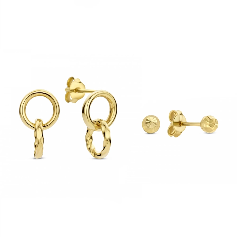 Isabel Bernard Boucles d'oreilles pendantes Cadeau D'Isabel 585 Gold Geschenkset Gold