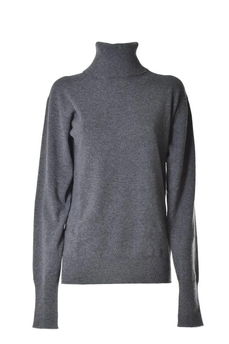 Thumbnail - Jil Sander - Grey Cashmere Turtleneck Sweater - Größe 38 - grau