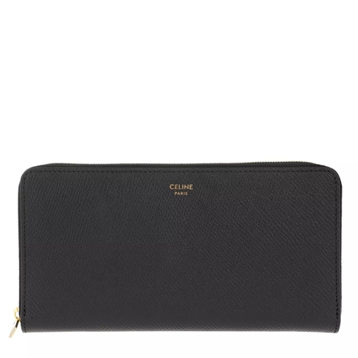 Celine Large Zipped Wallet Grained Calfskin Black Continental Wallet