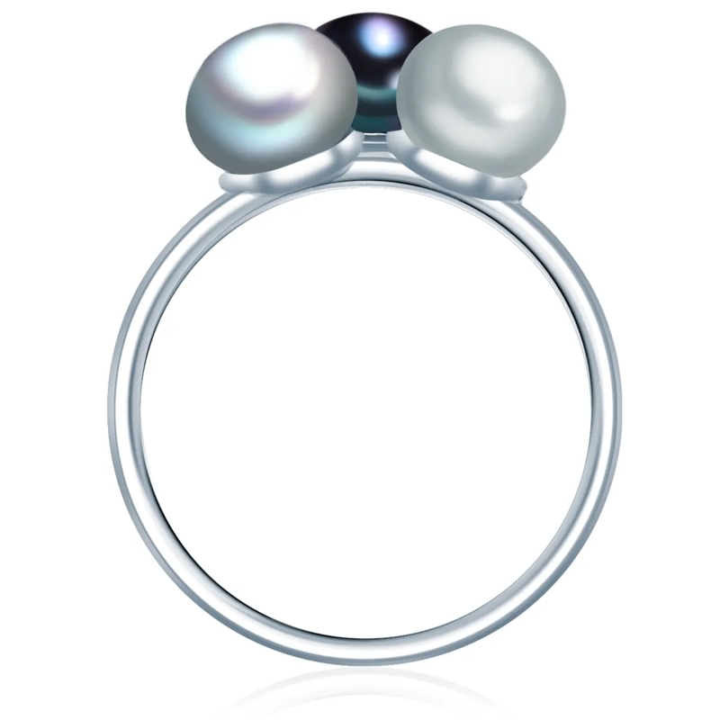 Valero Pearls Ring Sterling Silber Perlen-Ring Süßwasser-Zuchtperle silber(Image 3)