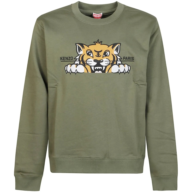 Kenzo  Kenzo Happy Tiger Embroidered Slim Sweatshirt Brow braun