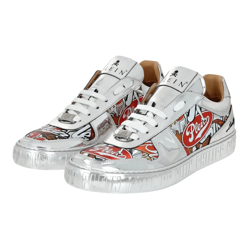 Philipp Plein Low-Top-Sneaker Lo-Top Turnschuhe Eagle silber