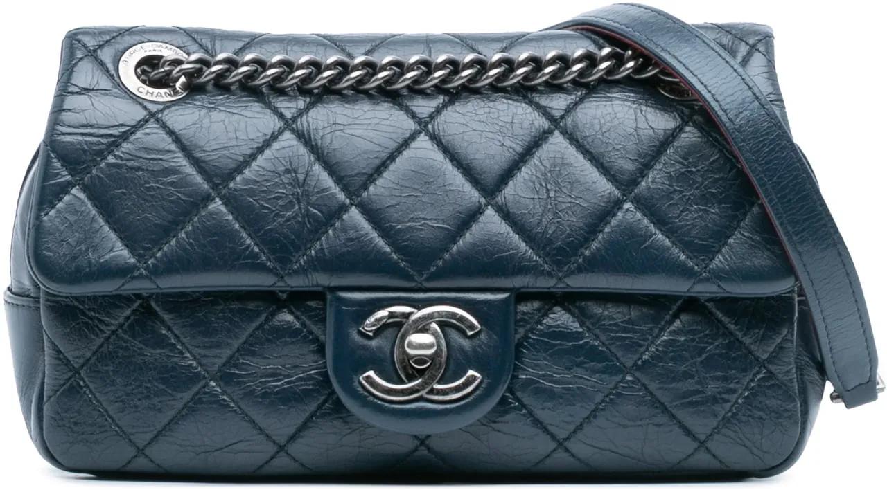 Chanel Hobo Bags - Small Glazed Calfskin Duo Color Flap - Gr. unisize - in Blau - für Damen