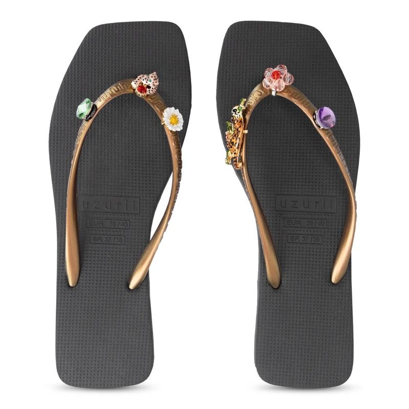 UZURII Flip Flops flip flop Flore Square Grande schwarz(Image 17)