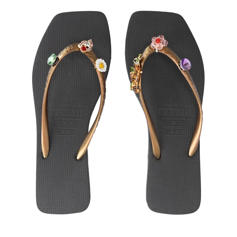 UZURII Flip Flops flip flop Flore Square Grande schwarz(Image 4)