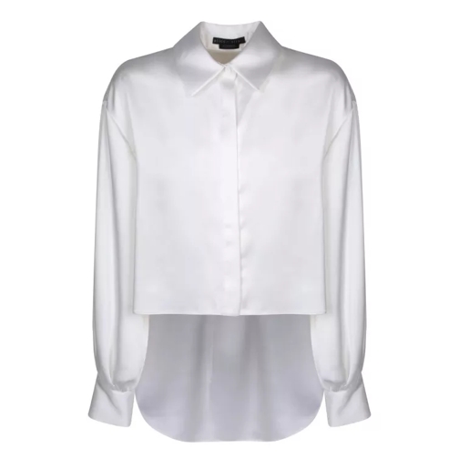 Alice + Olivia Asymmetric Design Satin Shirt White 