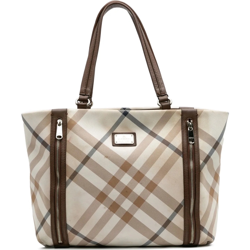 Burberry Shopper Supernova Check Canvas Tote braun