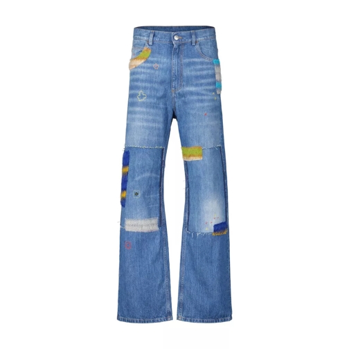 Marni Jeans aus Bio-Denim mit Mohair-Aufnähern 481046310 Blau 