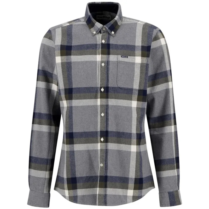 Barbour Hemd Button-Down Plaid Shirt In Light Grey Grey