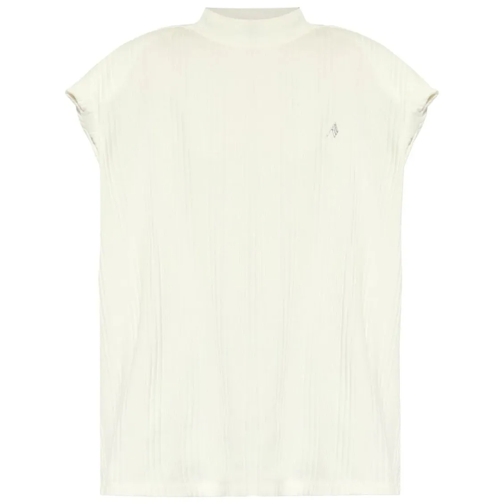 The Attico Blusen Logo-Raised Ribbed Top Neutrals