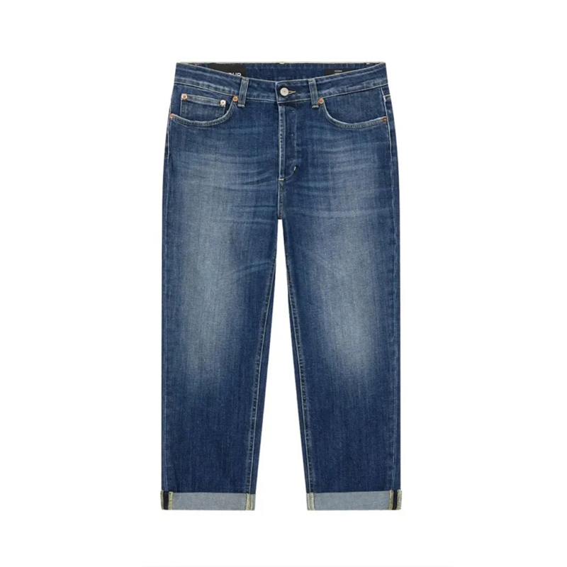 Dondup Jeans Relaxed Fit Blue Trousers With Tapered Leg And Rol Blue
