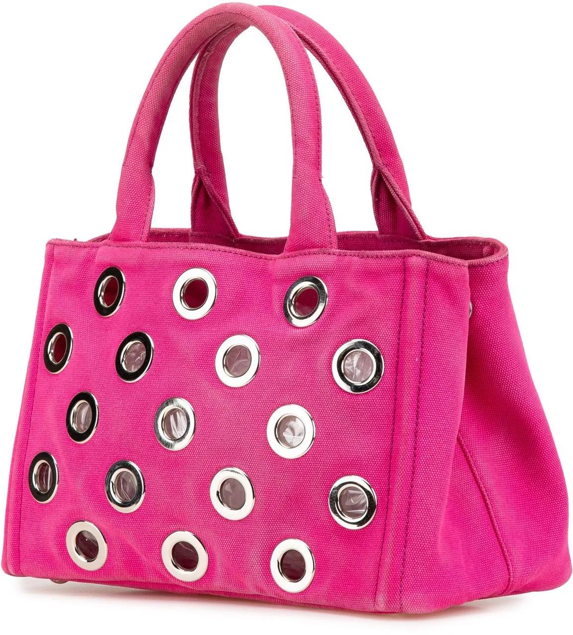 Thumbnail - Prada Hobo Bags - 2013-2024 Small Canvas Canapa Grommet Satchel - Gr. unisize - in Rosa - für Damen