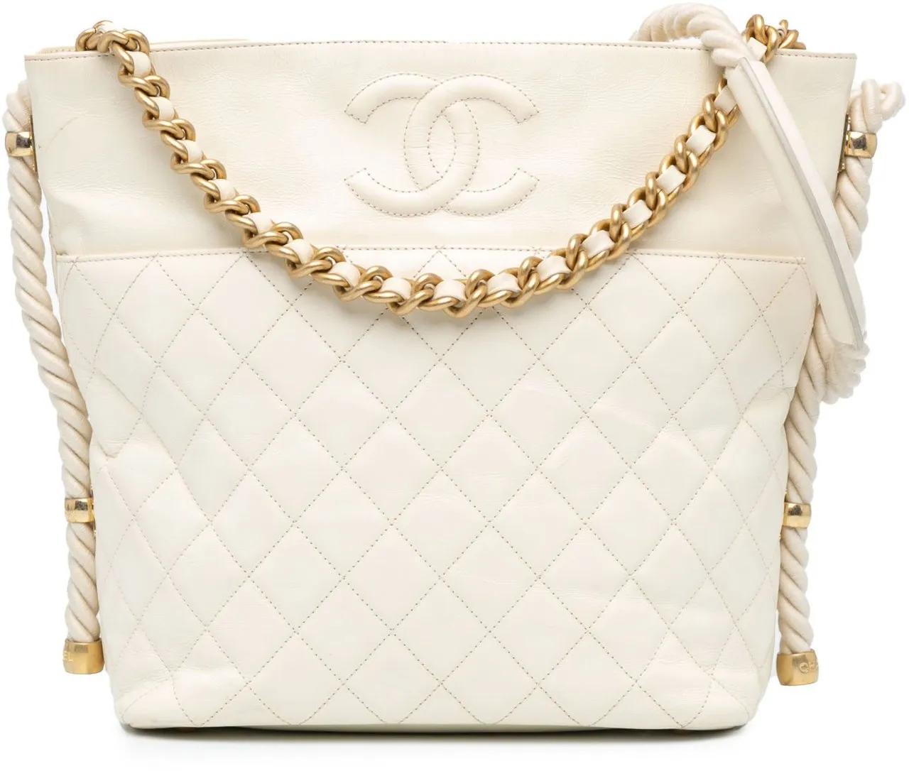 Chanel 2019 Crumpled Calfskin En Vogue Rope Satchel weiß | Fourre-tout