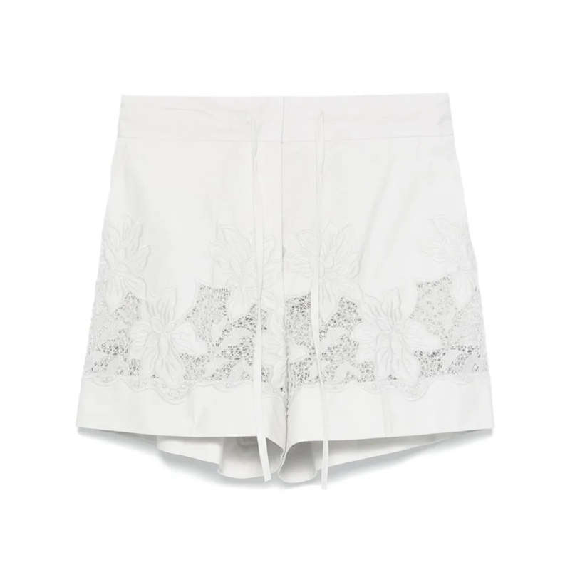 P.A.R.O.S.H. Short décontracté White Cotton Shorts With Floral Embroidery White