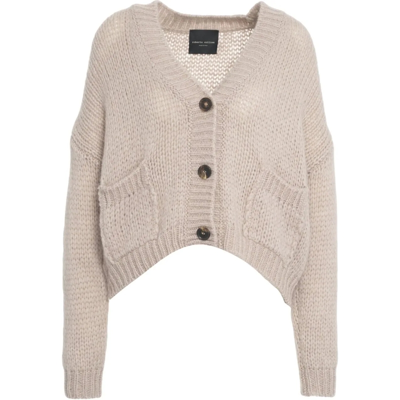 Roberto Collina  Cardigan in maglia con scollo a V grau