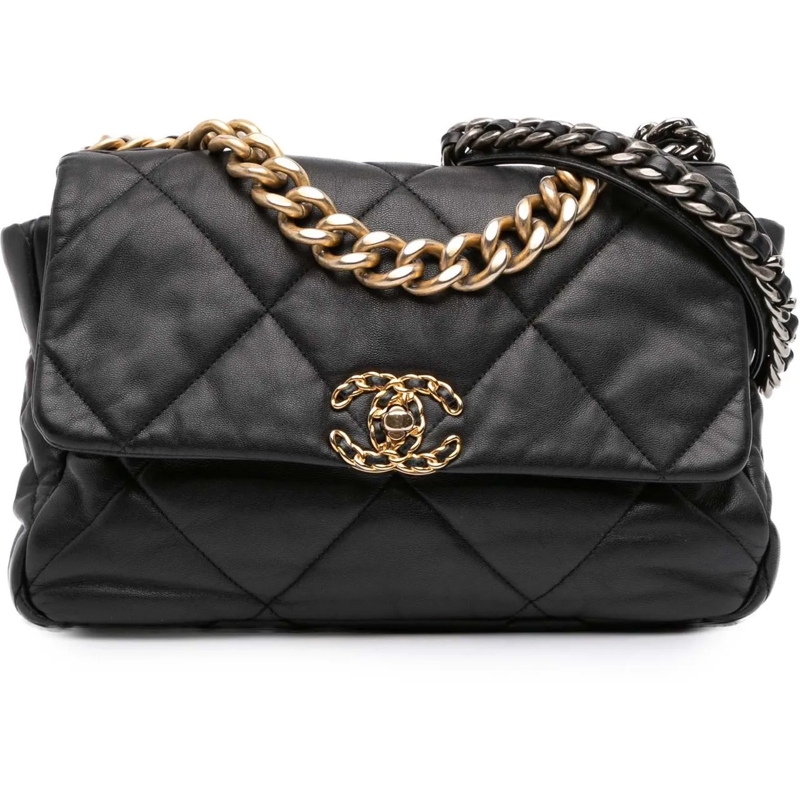 Chanel Schultertasche Large Lambskin 19 Flap schwarz