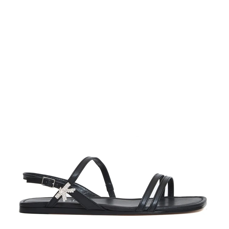 Agl Sandalen Black Flat Sandals With Straps Black