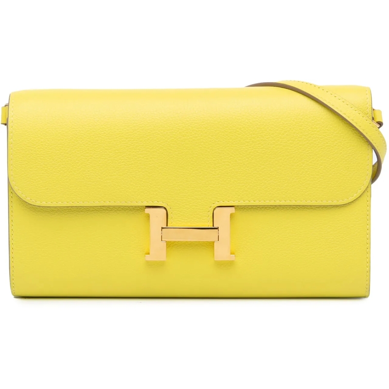 Hermès Schoudertas Evercolor Constance Wallet To Go gelb