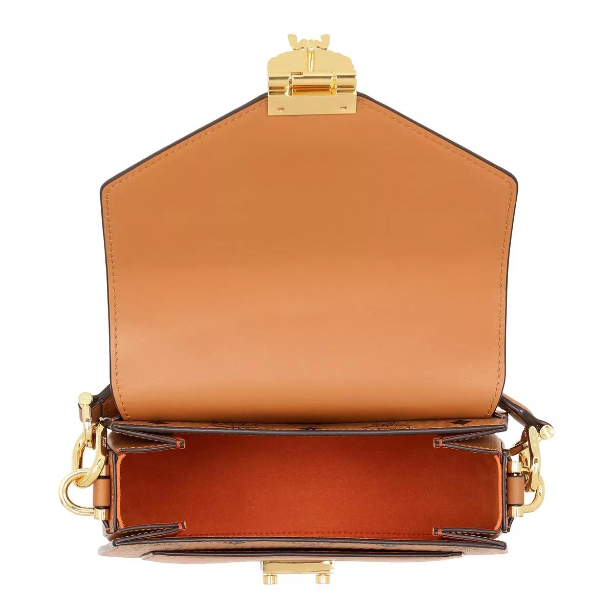 Cognac Patricia Studded Outline Visetos Small Shoulder Bag