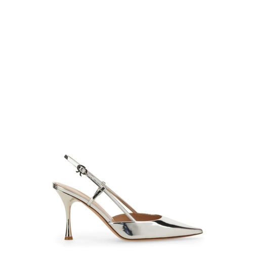 Gianvito Rossi Pump "Ascent" Slingback Heels With Pointed Toe Silver