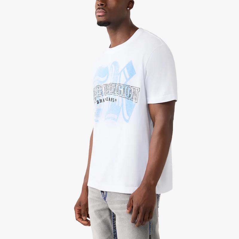 True Religion T-Shirt - Logo T-Shirt- Gerader Schnitt- Überschnittende weiss(Image 3)