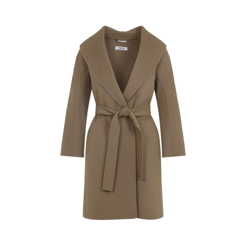 Max Mara Manteau de transition Wool Coat With Lapel Collar Brown