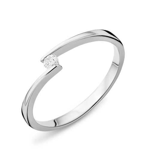 DIAMADA 0.05ct Diamond Ring 14KT White Gold Solitaire Ring