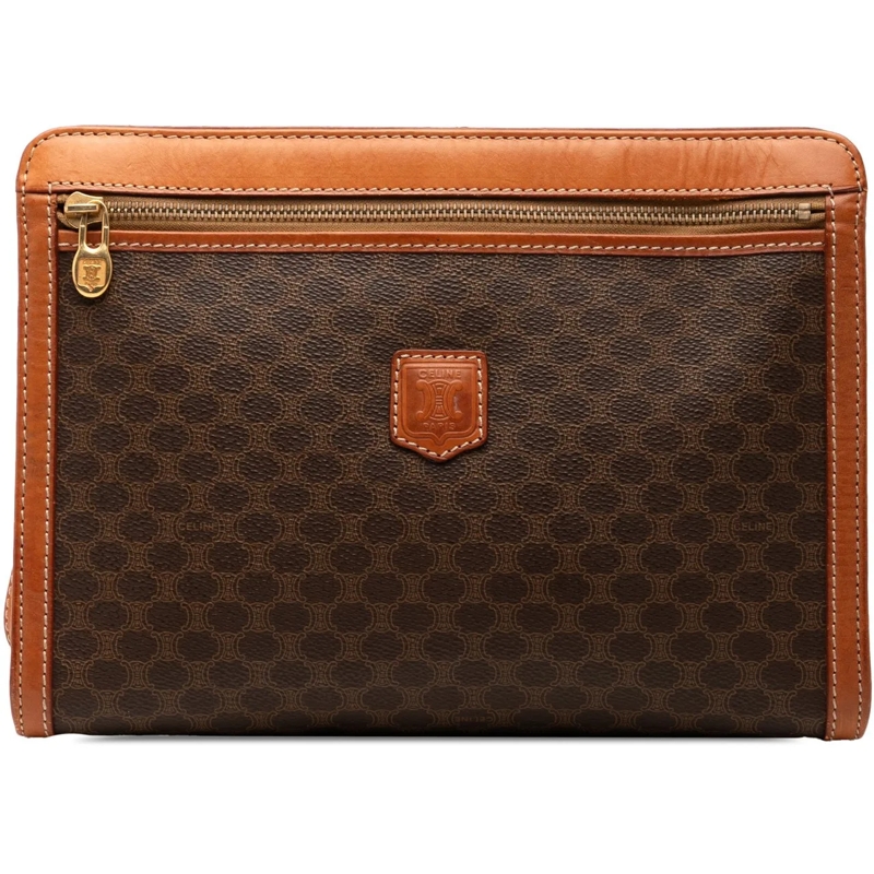 Celine Clutch Macadam Coated Canvas Clutch braun