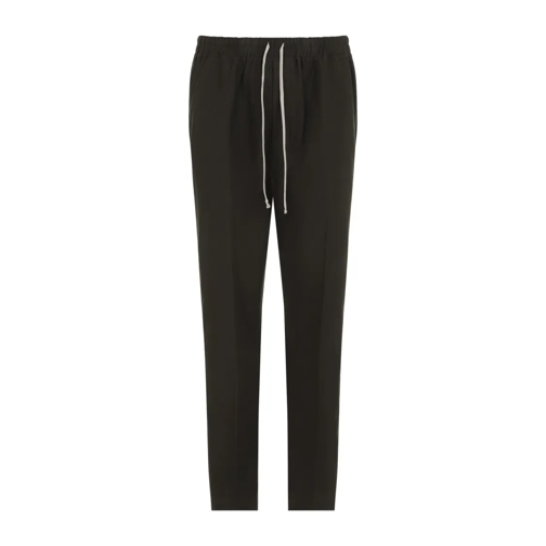 Rick Owens Forest Green Cotton Drawstring Long Pants Black 