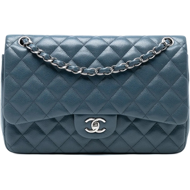 Chanel Sac à bandoulière Jumbo Classic Caviar Double Flap blau