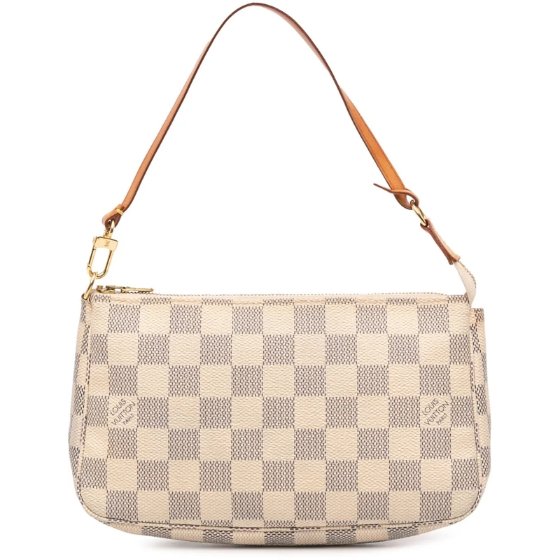 Louis Vuitton Schultertasche Damier Azur Pochette Accessoires weiß