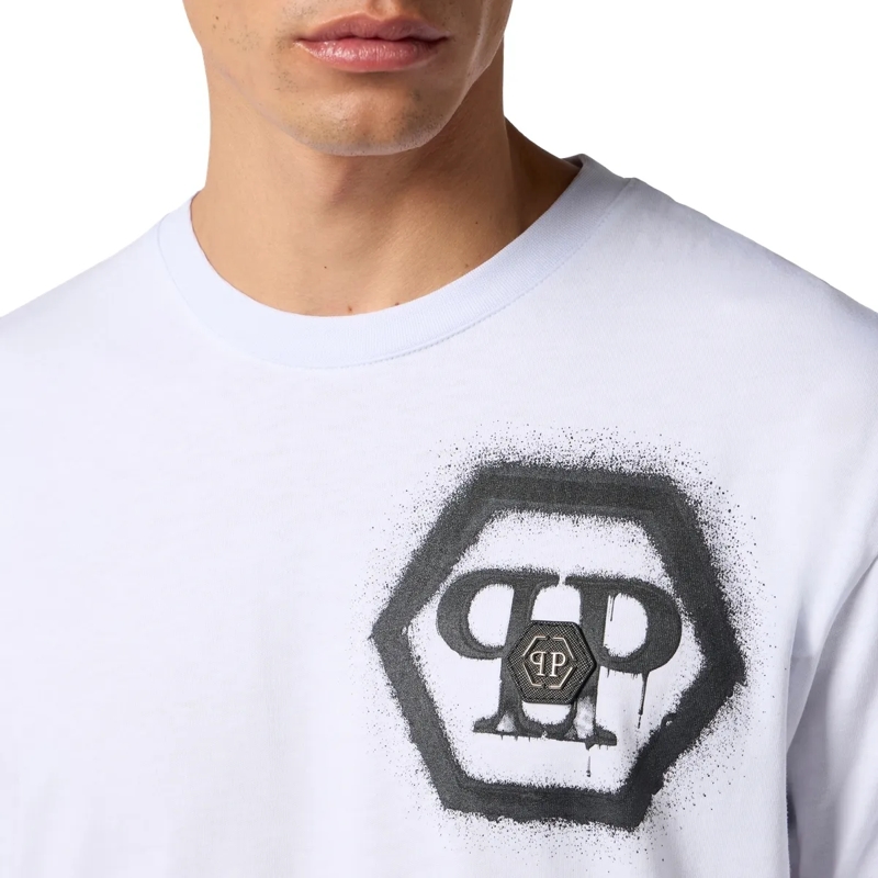 Philipp Plein T-Shirt Round Neck T-Shirt Spray Hexagon weiss(Image 2)