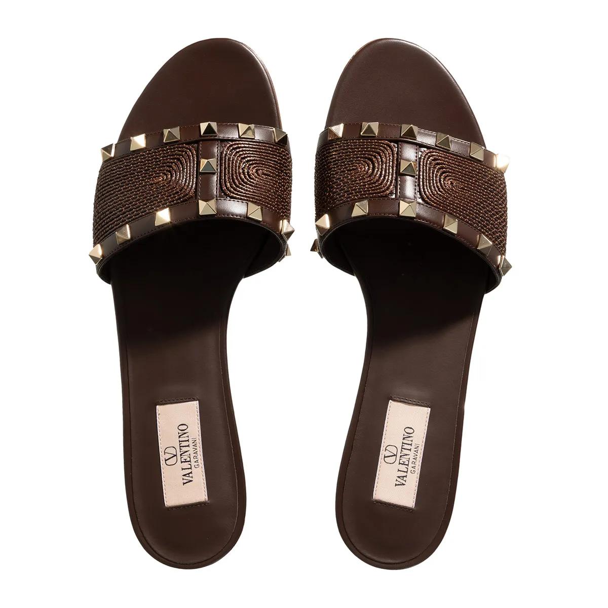 Thumbnail - Valentino Garavani Slipper & Pantoletten - Slide Rockstud - Gr. 39 (EU) - in Braun - für Damen