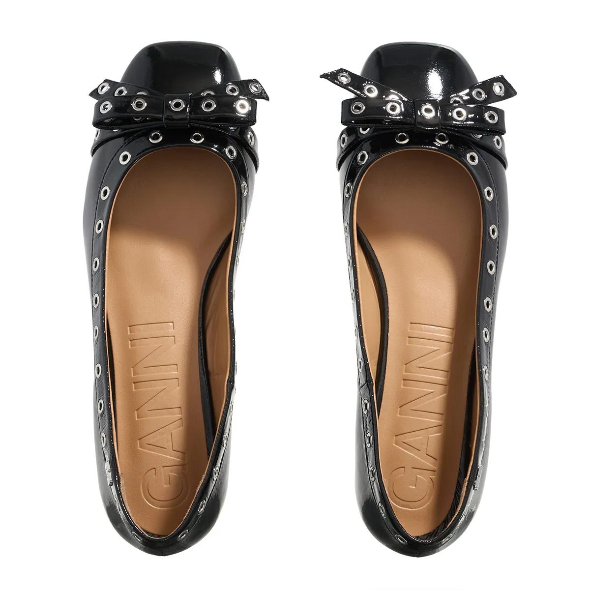 Thumbnail - GANNI Loafer - Eyelets Bow Ballerina Naplack - Gr. 36 (EU) - in Schwarz - für Damen