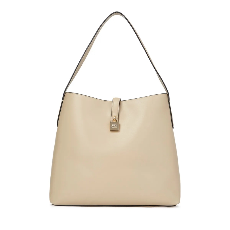 Karl Lagerfeld Schultertasche K/Autograph Hobo-Tasche mit Vorhängeschloss beige