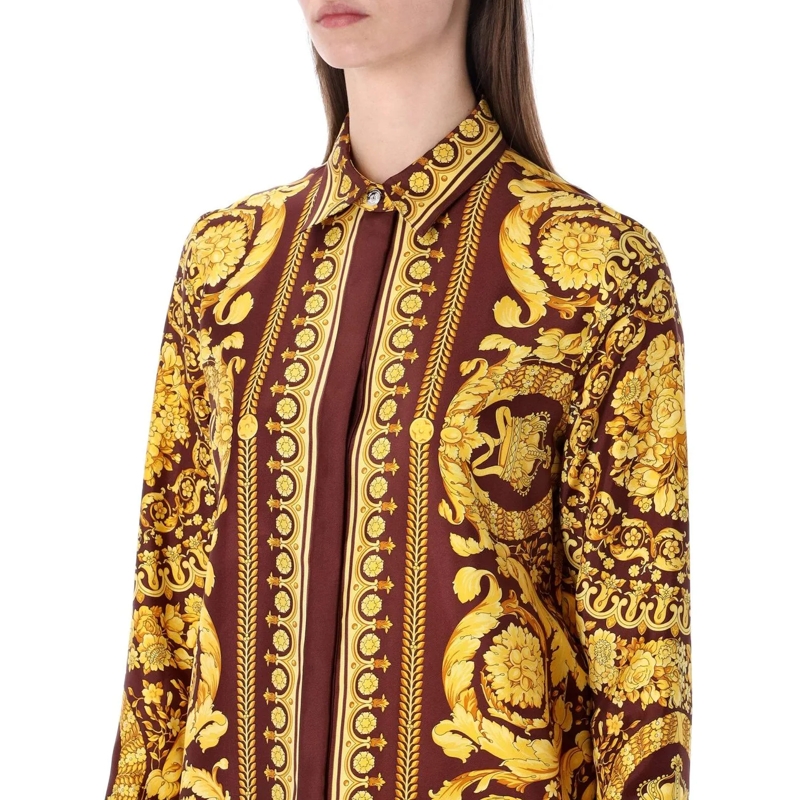 Versace Bluse Baroque Shirt Burgundy + Gold braun(Image 3)