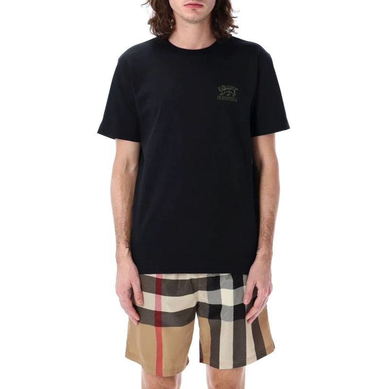 Burberry T-shirt Embroidered Cotton T-Shirt Black