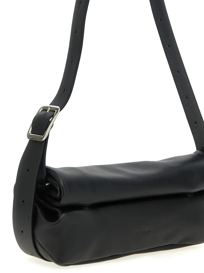 Jil Sander Hobo bags 'Rollup' Small Handbag in zwart