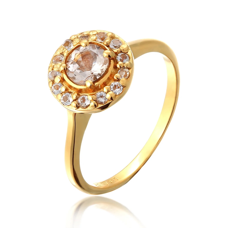 Elli Ring Ring Verlobungsring Morganite Pfirsich 925 Sterlin gold