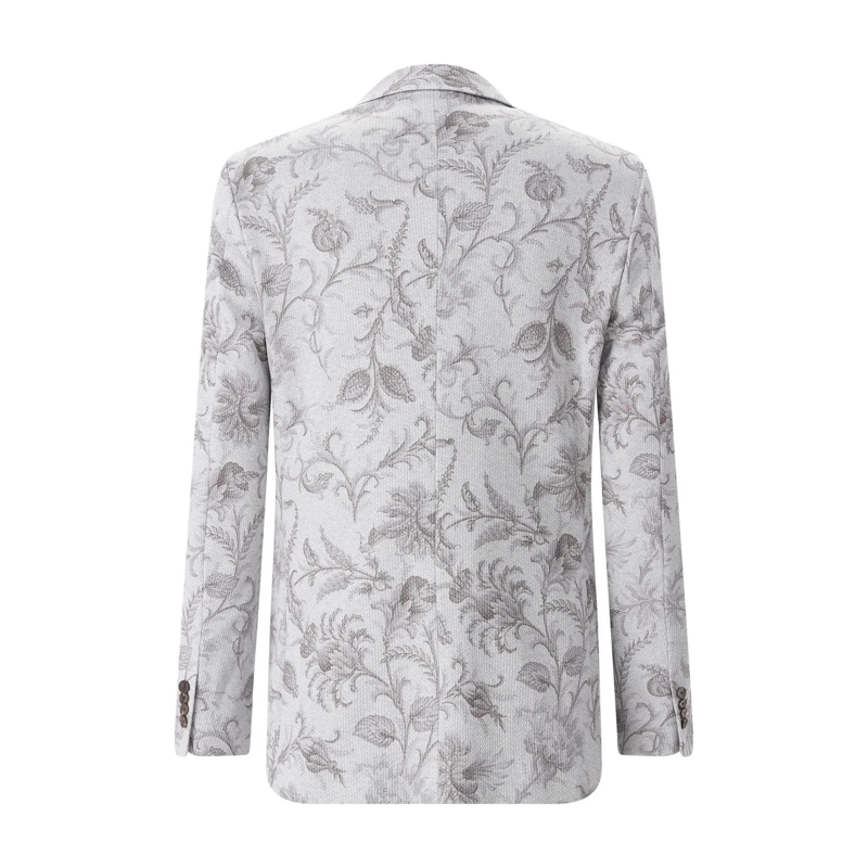 Etro Anzugjacke Sakko mit floralem Muster grau(Image 2)