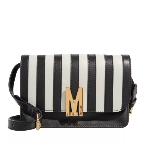 Moschino Stripes-M Group Shoulder Bag Fantasy Print Black Borsetta a tracolla