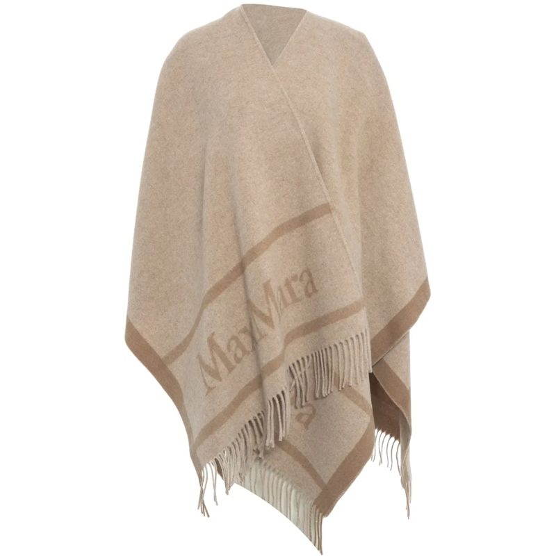 Max Mara Veste de transition Mantle fringe details beige